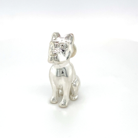 Zilveren bedel hond boxer terriër 30 x 18,5  mm