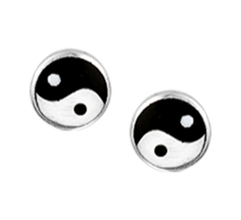 Zilveren oorknoppen yin yang 5 mm