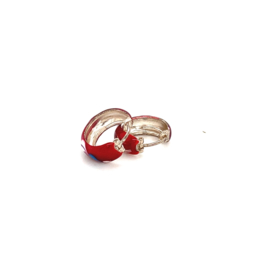 Zilveren oorringen  rood 13 mm
