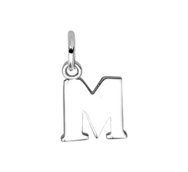 Zilver hanger letter M gerhodineerd