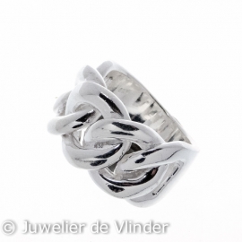 Zilveren ring gourmet breed mt 16,5/17,75/21,5 x 14 mm