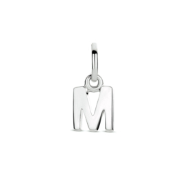 Zilver hanger letter M gerhodineerd