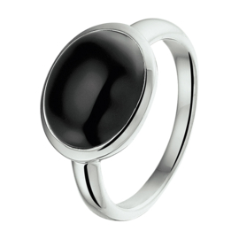 Zilveren ring onyx 10 x 12 mm mt 16,5 - 19