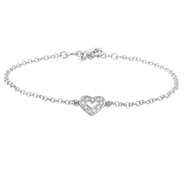 Zilveren bedelarmband kind met zirkonia hart 13-15 cm