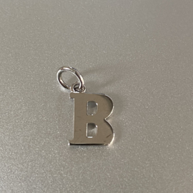 Zilver hanger letter B gerhodineerd