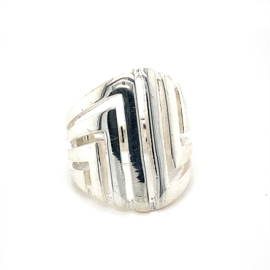 Zilveren ring vrije vorm mt 16,5 - 17 x 21 mm