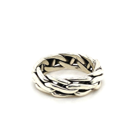 Zilveren ring vrije vorm geoxideerd mt16,25 - 19,75 x 7 mm