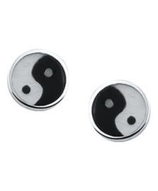 Zilveren oorknoppen yin yang 7 mm