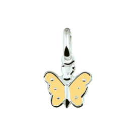 Zilveren bedel vlinder geel 9,5 mm