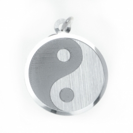 Zilveren bedel Yin Yang  wit zilver