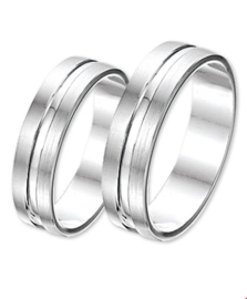 Zilveren ring 5 mm met streep mt 16 - 20,25 - relatiering