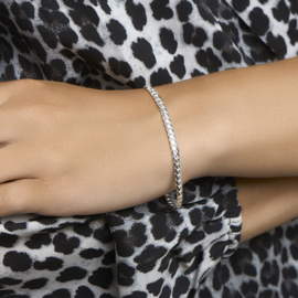 Zilveren armband visgraat bol 19 cm x 4,5 mm