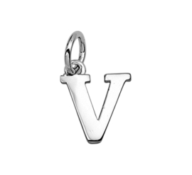 Zilver hanger letter V gerhodineerd