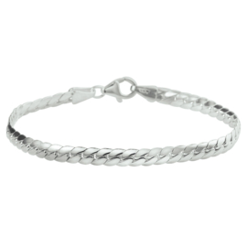 Zilveren armband visgraat bol 19 cm x 4,5 mm