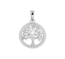Zilveren bedel Levensboom zirkonia 15,5 mm