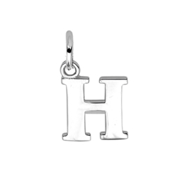 Zilver hanger letter H gerhodineerd