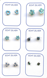 Zilveren oorstekers blauw