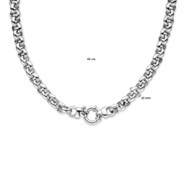 Zilveren ketting jasseron 50 cm x 10 mm gerhodineerd
