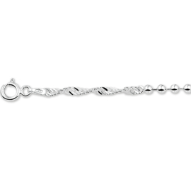 Zilver armband singapore met bolletjes 18 cm x 3 mm