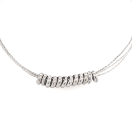 Zilveren ketting slang met ringetjes 42-45cm