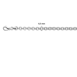 Zilveren ketting jasseron 45 cm x 6,5 mm - karabijnsluiting