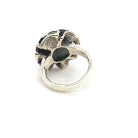Zilveren ring fantasie geoxideerd mt 16 - 17 x 21 mm