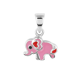Zilveren bedel olifant roze 10 mm