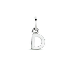 Zilver hanger letter D gerhodineerd