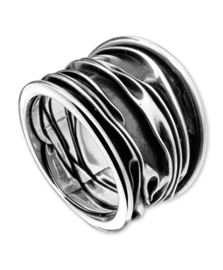 Zilveren ring geoxideerd groot 16,5 - 19 mm