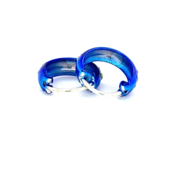 Zilveren oorringen blauwe creolen 11 mm