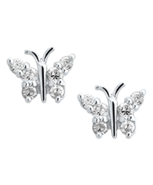 Zilveren oorbellen vlinders zirkonia