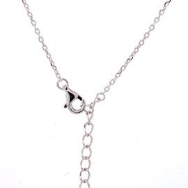 Zilveren ketting dames hartje zirkonia 41 - 45 cm