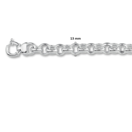 Jasseron zilveren armband  20-22 cm 13 mm (groot springslot)