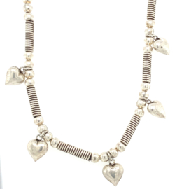 Zilveren ketting hartjes geoxideerd 42 cm