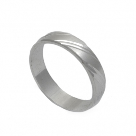 Zilveren ring dubbele streep mt 16 - 20,25 - relatiering