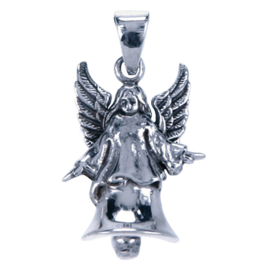 Zilveren bedel engel met bel 12 x 28 mm