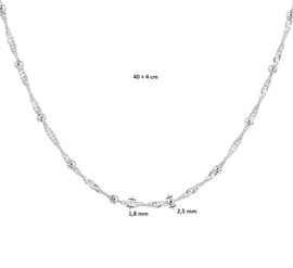 Zilveren collier singapore met bolletjes 40 + 4 cm x 2,5 mm