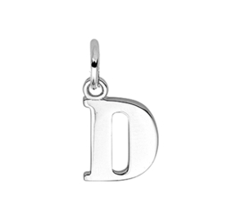 Zilver hanger letter D gerhodineerd