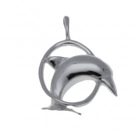 Zilveren bedel dolfijn in ring groot
