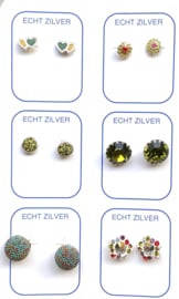 Zilveren oorknopjes variatie groen
