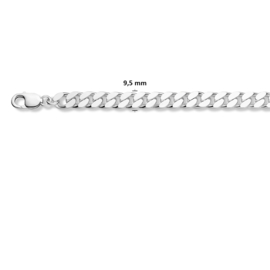 Zilveren ketting gourmet 9,5 mm x 50 cm 4-zijdig geslepen