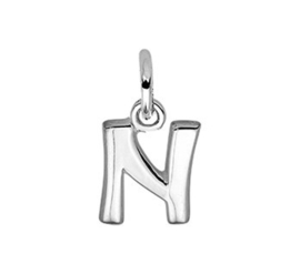 Zilveren bedel letter N