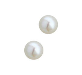 Zilveren oorknoppen parel wit 6 mm