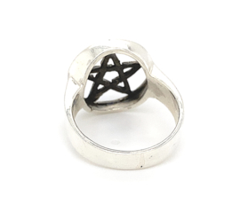 Zilveren ring pentagram mt 18,25 - 20,75 x 19 mm