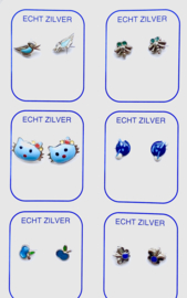 Zilveren oorstekers blauw