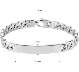 Zilveren gaveerarmband gourmet plaat 8 mm 20-21 cm