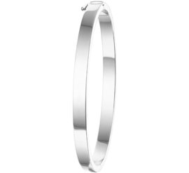 Zilveren slavenarmband vlak 5 x 56/60 mm scharnier + rhodium