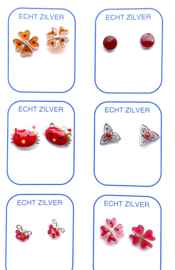 Zilveren oorstekers rood