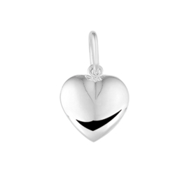 Zilveren bedel hart massief 10 mm