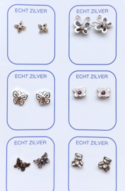 Zilveren oorstekers vlinders en beren